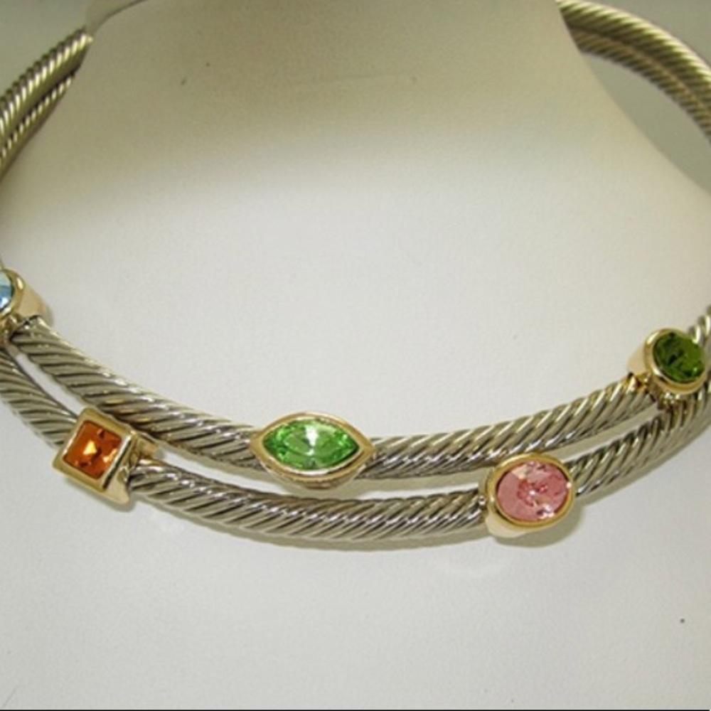 Cable style necklace with Austrian gems